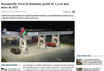 Rumıniyada fəaliyyət göstərən “SOCAR Petroleum SA” şirkətinin ötən il gəlirləri 2,4 dəfə artıb